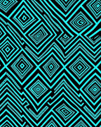 Vibrant Turquoise Geometric Diamond Zigzag Rug