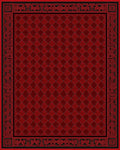 Rich Red Geometric Greek Key Rug