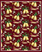 Golden Bells Christmas Birds Combing Rug