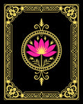 Vibrant Pink Lotus Golden Frame Rug
