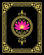 Vibrant Pink Lotus Golden Frame Rug