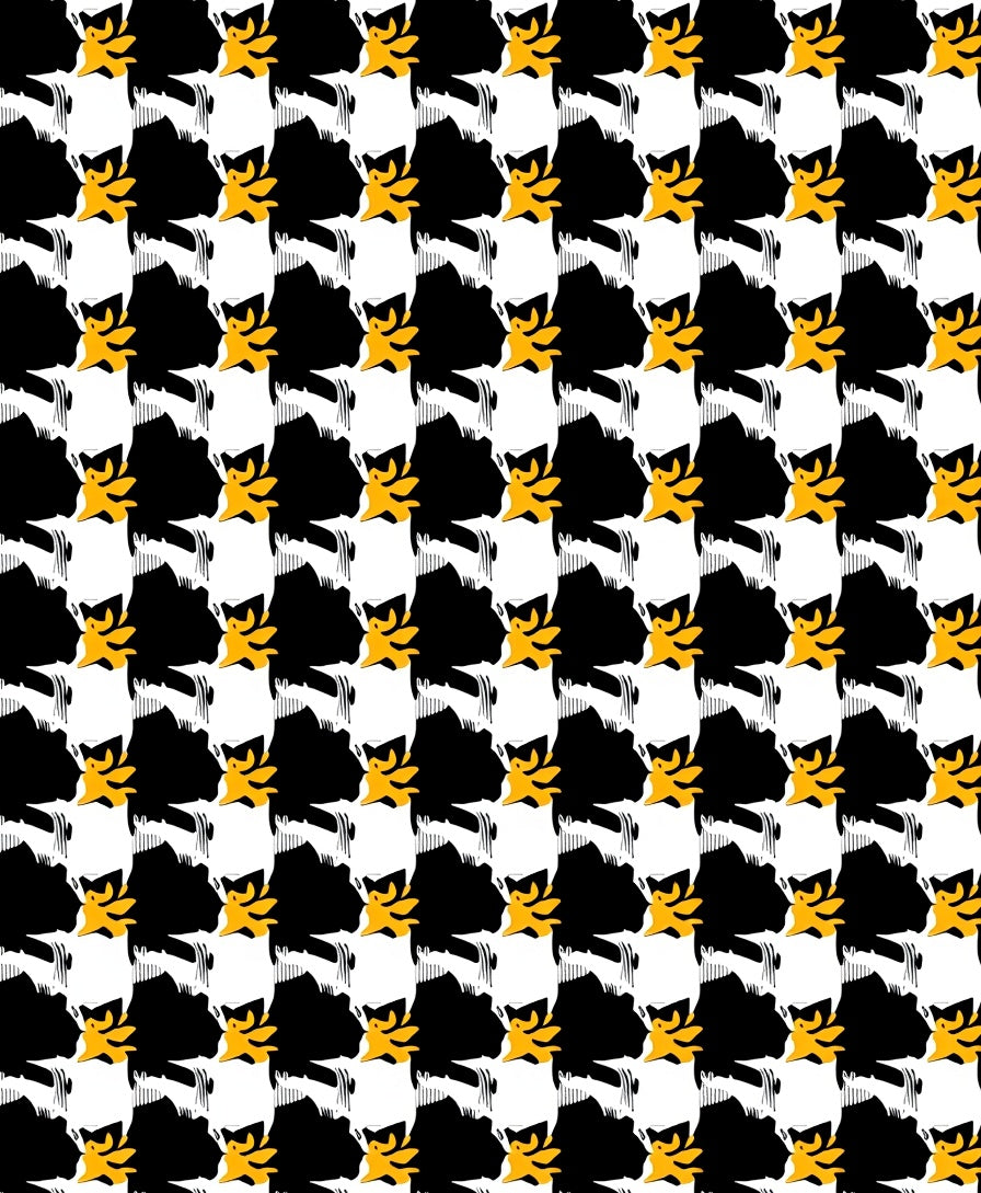 Yellow Tiger Houndstooth Abstract Rug