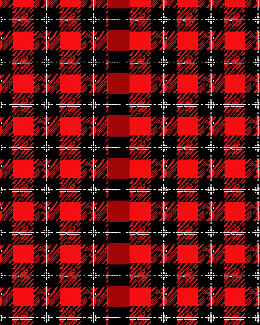 Red Black Plaid Tartan Weave Rug
