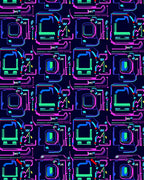 Cyberpunk Neon Circuit Board Abstract Rug