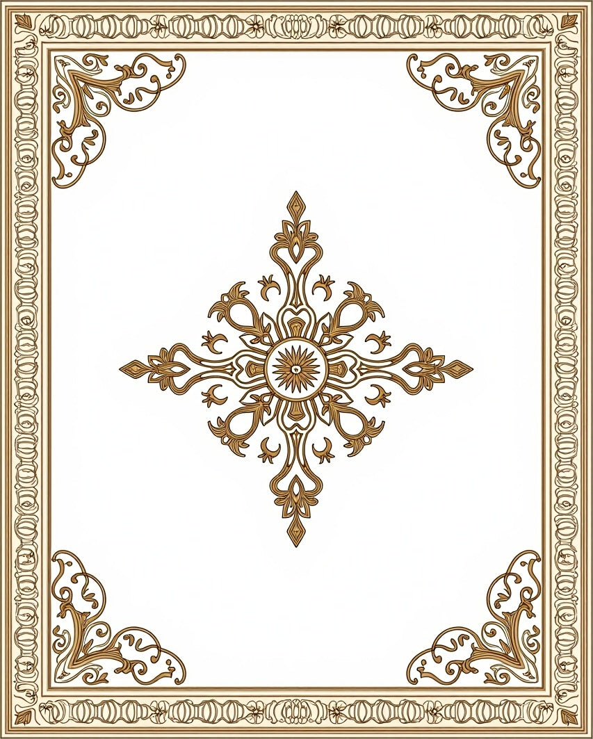 Golden Filigree Floral Medallion Rug