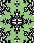 Black Leaf Scroll Mandala Green Rug