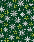 White Snowflake Green Poinsettia Christmas Rug