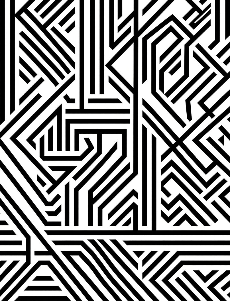 Sharp Labyrinth Line Art Rug