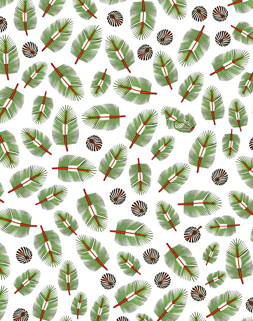 Green Palm Leaves Fern Circles Rug