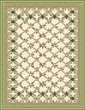 Antique Cream Green Lattice Vine Rug