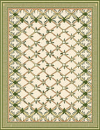 Antique Cream Green Lattice Vine Rug