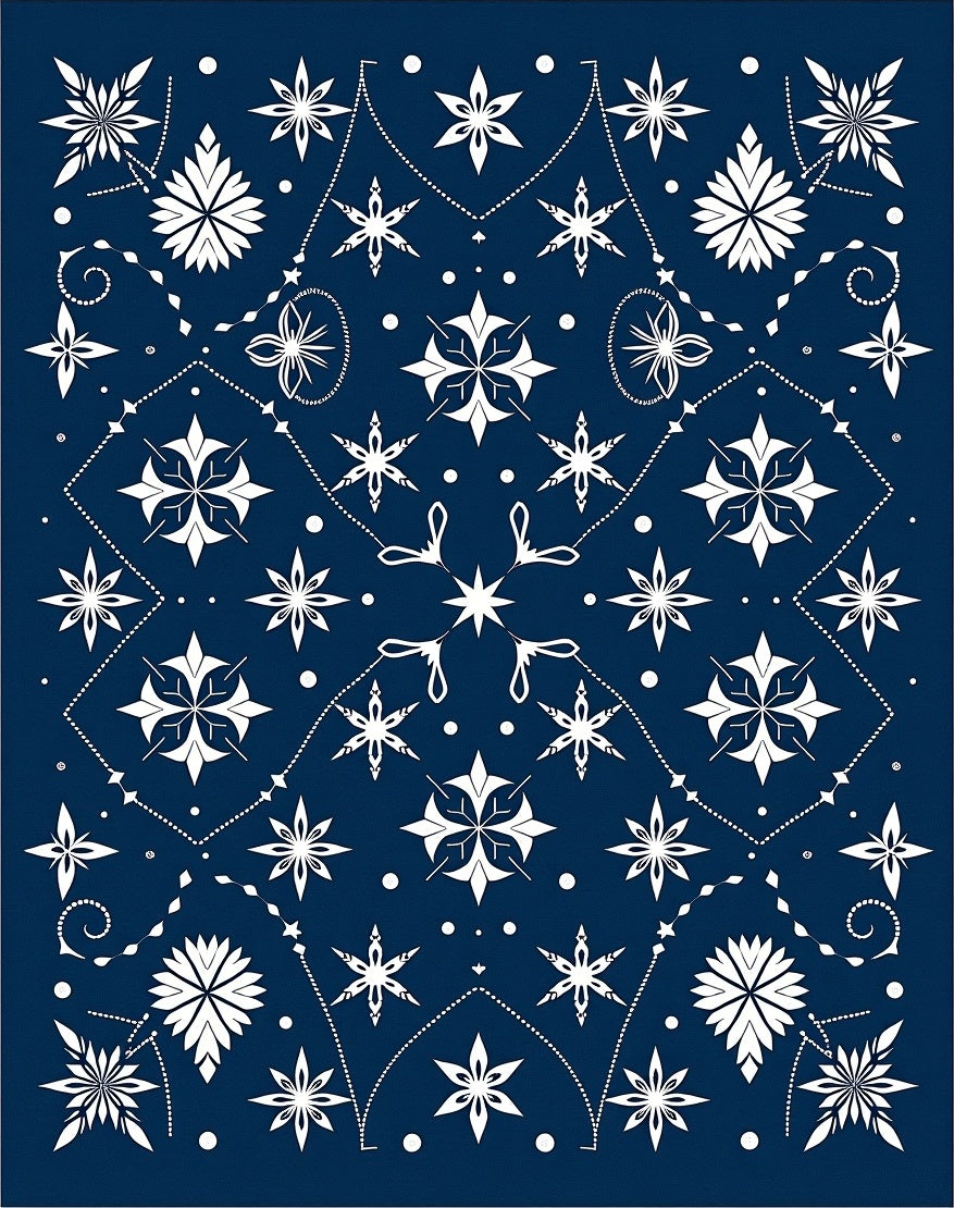 Dark Blue White Starburst Mandala Rug