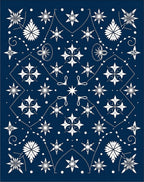 Dark Blue White Starburst Mandala Rug