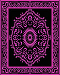 Hot Pink Black Ornamental Medallion Rug