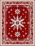 Crimson Snowflake Garden Medallion Rug