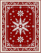 Crimson Snowflake Garden Medallion Rug