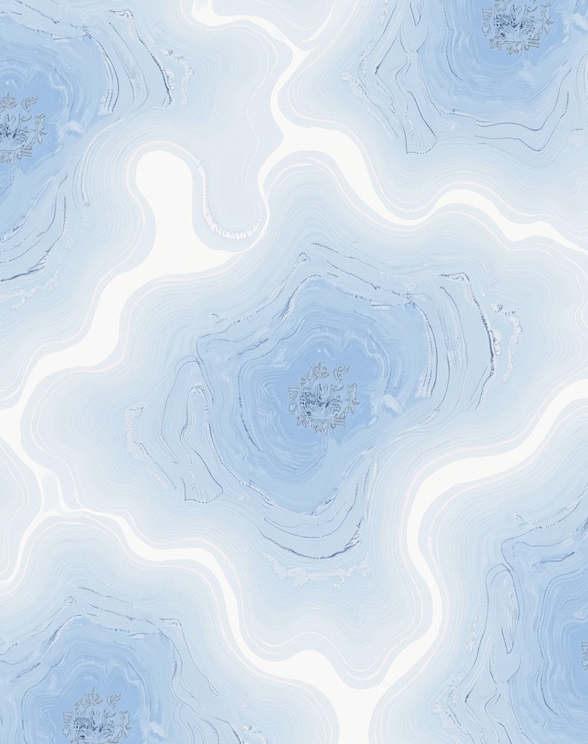 Pale Blue Swirling Agate Slices Rug