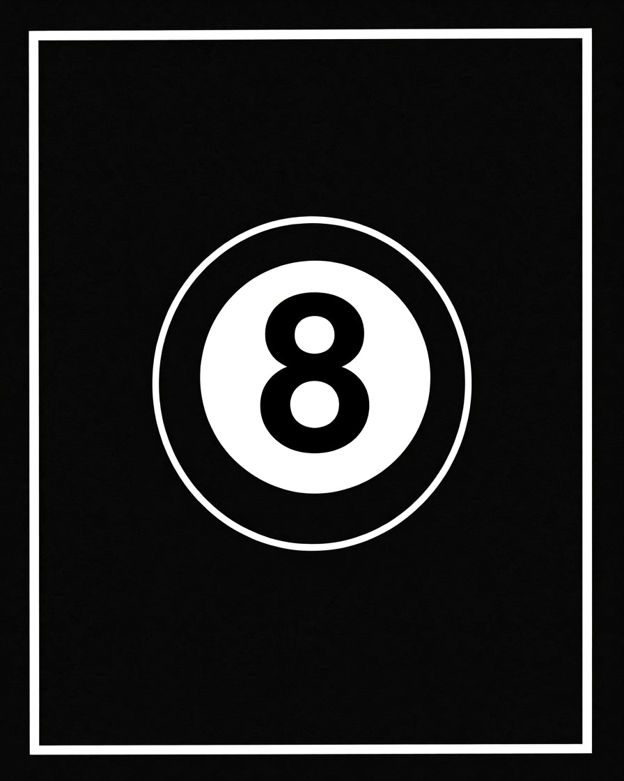 Black and White Eight Ball Graphic Rug