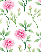 Pink Rose Garden Floral Vine Rug