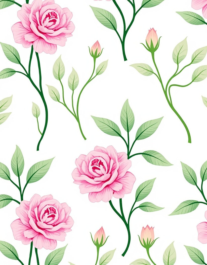 Pink Rose Garden Floral Vine Rug
