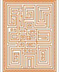 Orange Maze With Geometric Border Rug