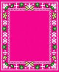 Vibrant Pink Botanical Border Rug