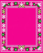 Vibrant Pink Botanical Border Rug