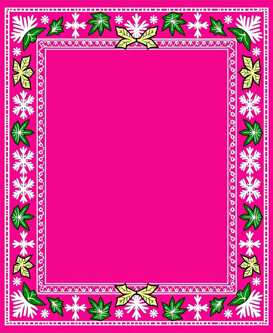 Vibrant Pink Botanical Border Rug