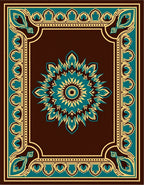 Deep Teal Medallion Bordered Rug