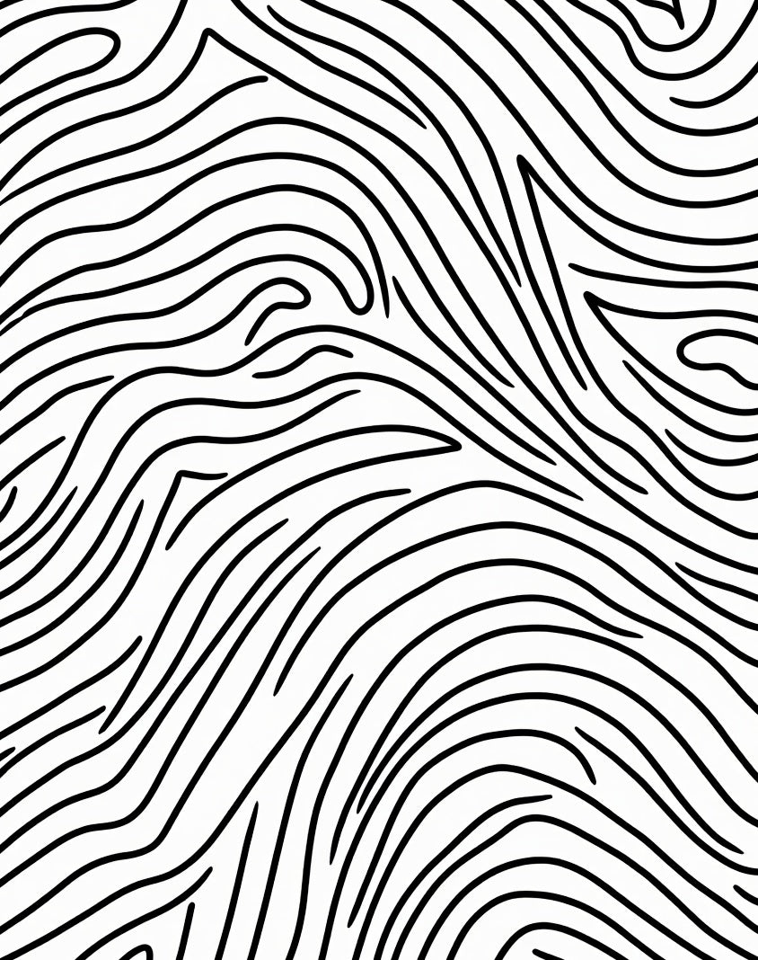 Black White Organic Wavy Lines Rug