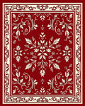 Crimson Ivory Floral Medallion Framed Rug