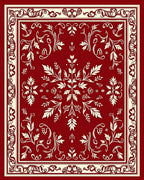 Crimson Ivory Floral Medallion Framed Rug