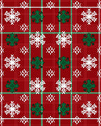 Red Green White Snowflake Plaid Rug