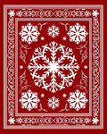 Festive Red Snowflake Holiday Medallion Rug