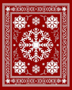 Festive Red Snowflake Holiday Medallion Rug