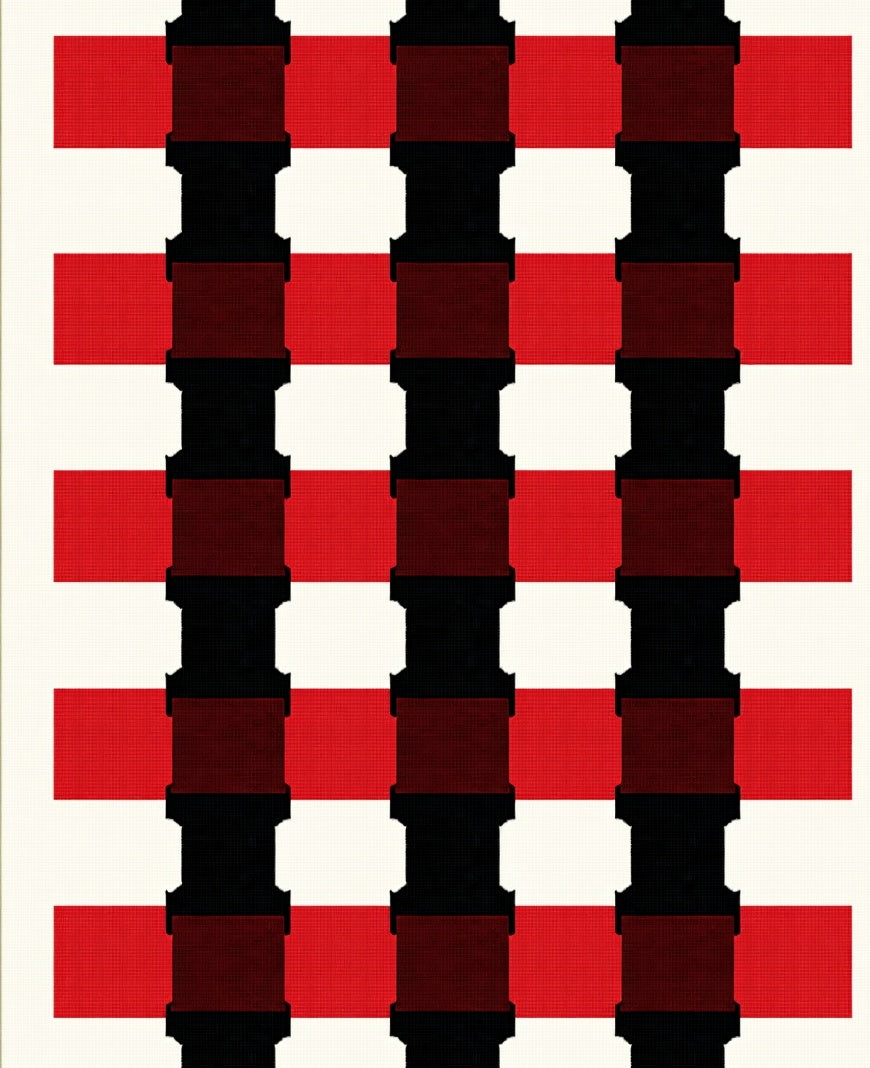 Bold Red Black Plaid Checks Rug