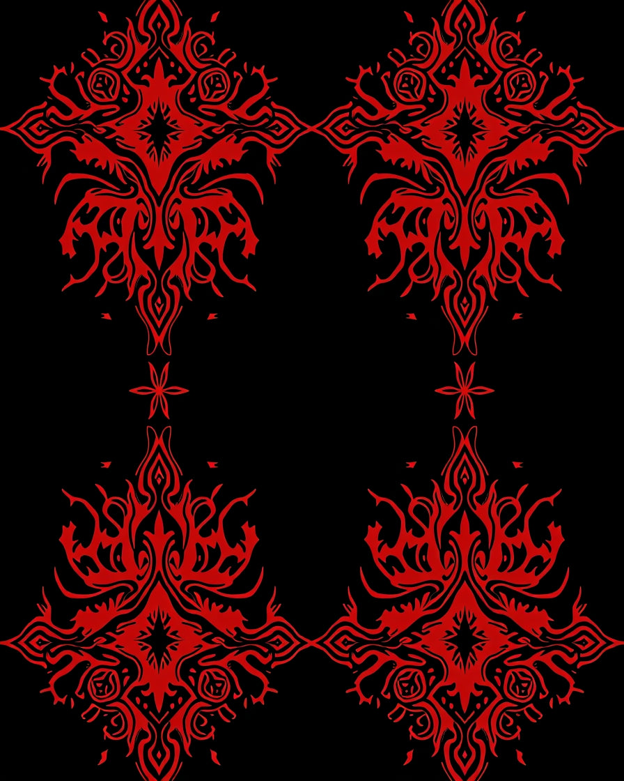 Crimson Red Elaborate Organic Motif Rug
