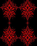 Crimson Red Elaborate Organic Motif Rug