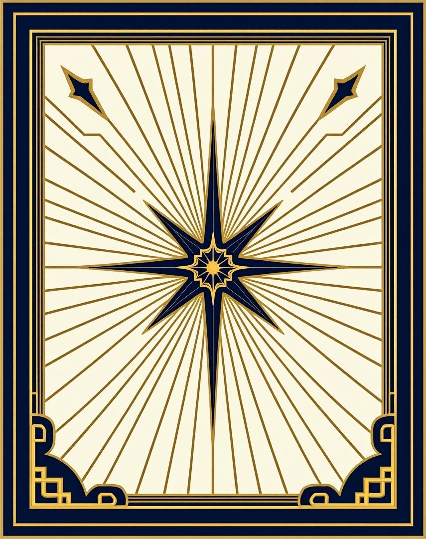 Art Deco Navy Gold Starburst Rug