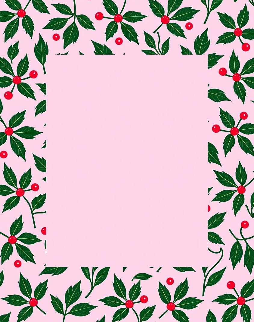 Pink Holly Berry Border Rug