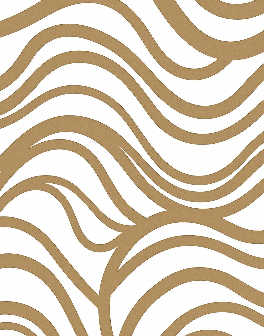 Bronze Swirls Across White Canvas Rug