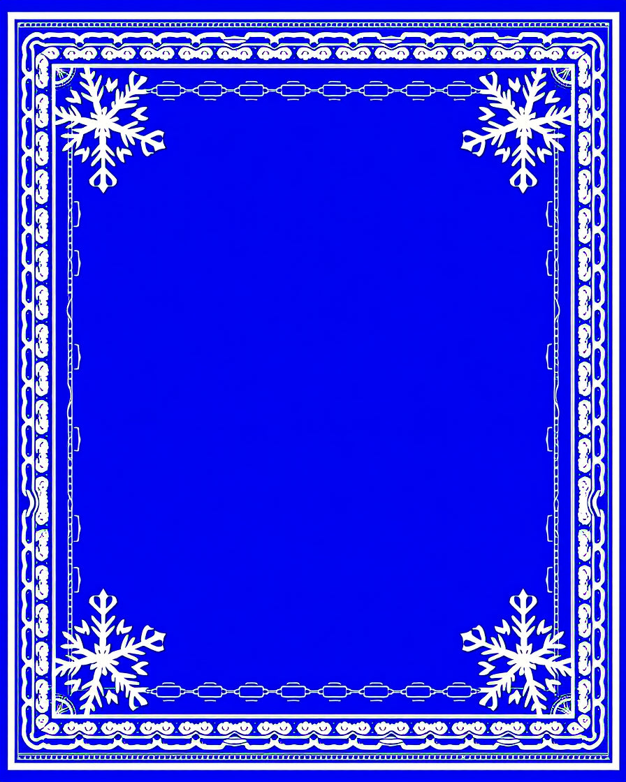Winter Blue Snowflake Border Rug