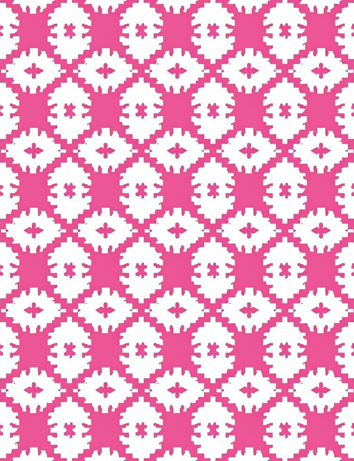 Hot Pink Geometric Lattice Rug