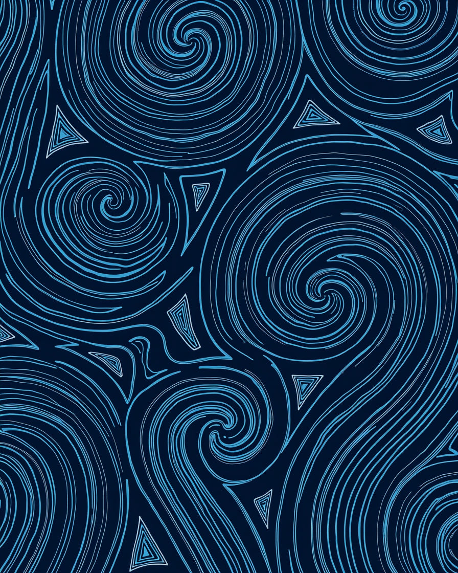 Deep Ocean Swirl Triangles Rug
