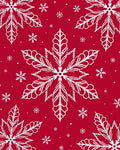 White Snowflake Burst Red Rug