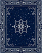 Deep Blue Celestial Star Floral Rug