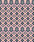Dark Teal Pink Floral Diamond Tile Rug