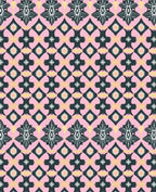 Dark Teal Pink Floral Diamond Tile Rug
