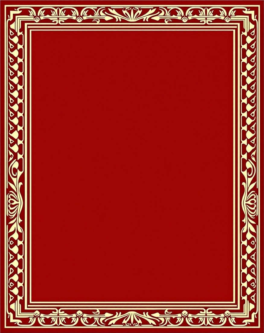 Crimson Gold Art Nouveau Border Rug