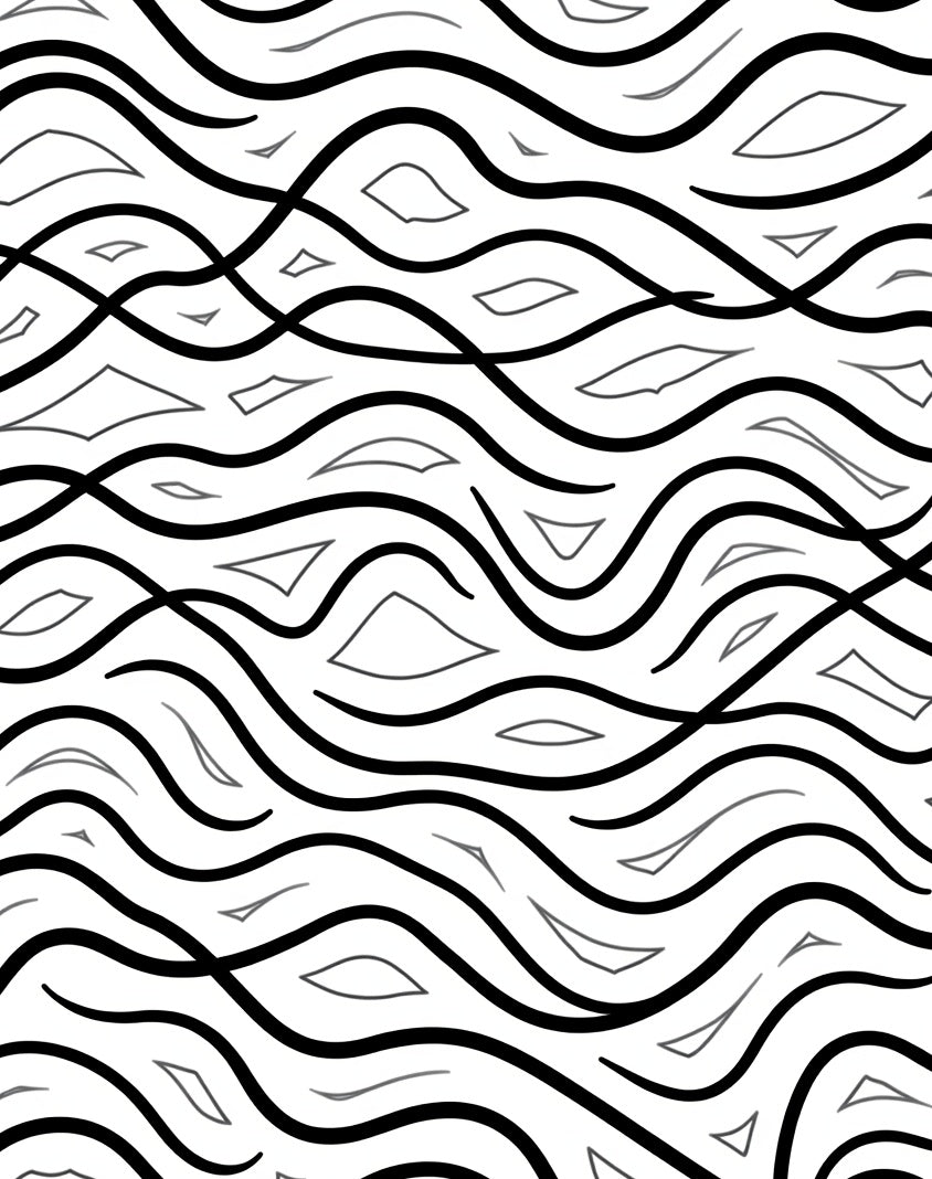 Black And White Abstract Wavy Stripes Rug